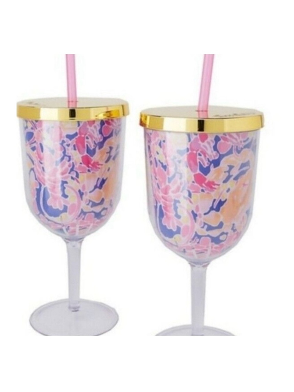 Lilly Pulitzer Sip Sip Cups Acrylic Wine Tumblers New In Box